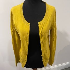 Bright olive green/yellow cardigan sweater